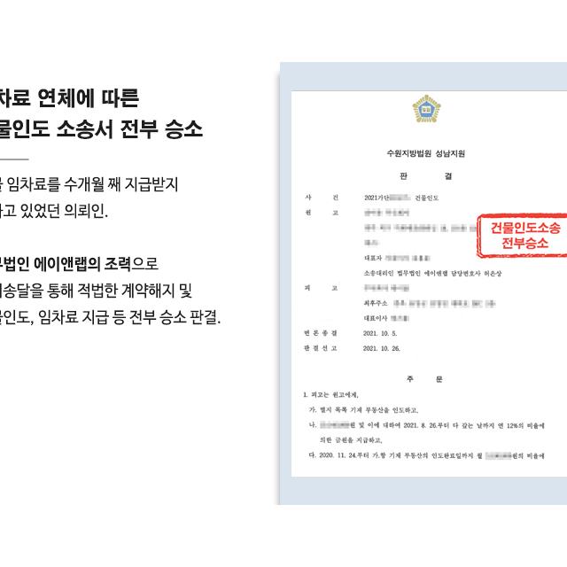 [명도(인도)소송] 수천만 원 임차료연체에 따른 건물(부동산)인도 소송서 전부 승소